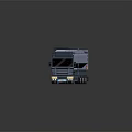 Dark Gray Truck With Tandem Trailer And Red Logos On Body