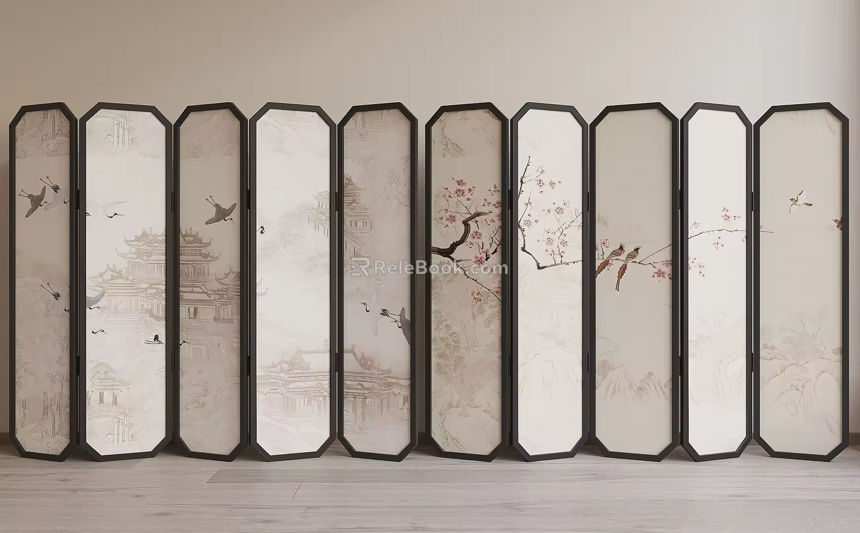 new chinese style screen 3d model
