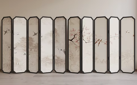 new chinese style screen 3d model