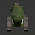 Military Tank Model With Green Camouflage Tracks Turret And Front Shovel