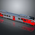 Modern Red and Gray Passenger Train With Multiple Cars Windows and Sleek Design