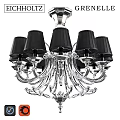 Elegant Chandelier With Black Shades Multiple Arms Metal Frame Transparent Decorations