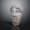 Classical Ancient Stone Mask With Curly Hair Beard And Facial Features