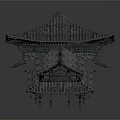 Traditional Architectural Roof Design With Layered Eaves Tile Covering Structural Model