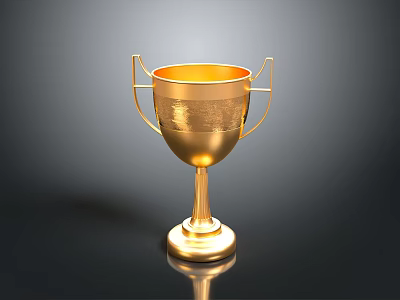 Shiny Golden Trophy With Two Handles And Sturdy Base As Premium Award Equipment 3d model