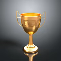 Shiny Golden Trophy With Two Handles And Sturdy Base As Premium Award Equipment