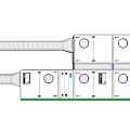 Industrial Control Equipment with Multiple White Enclosures Long Pipes and Circular Ports