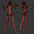 Modern game character cybergirl sci-fi robot 3d model