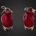 Red High Top Canvas Shoes with White Laces White Toe Caps and Star Logo Design