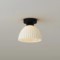 Modern Ceiling Light With White Shade Wave Edge Black Base And Pleated Design 3d model