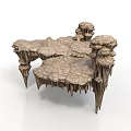 Wood and Stone Sculptural Decorative Table with Irregular Rock Like Texture Design 3d model