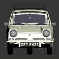 Classic Small Silver Van Featuring Roof Rack Retro Design And Shiny Reflection On Dark Surface 3d model