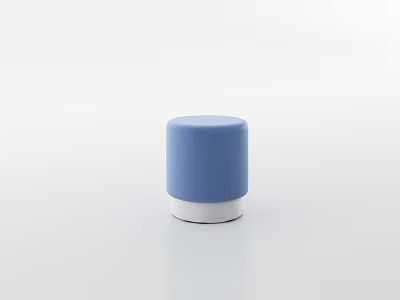 Blue And White Cylindrical Sofa Stool With Modern Upholstered Design For Living Room 3d model