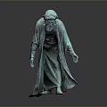 Bronze Bearded Man Statue In Flowing Robe Standing On Dark Background