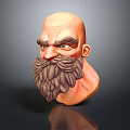 Man 3D Head Model With Bald Head Thick Beard And Detailed Facial Features 3d model
