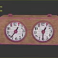 Vintage Wooden Box With Dual Round Clocks And Brass Accents