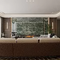 Elegant Modern Living Room Interior With White Sofa Round Striped Rug And Bookshelf