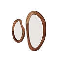 Mirrors With Wooden Frames And Organic Shapes In Two Different Sizes 3d model