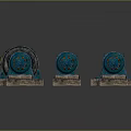 Teal Colored Industrial Equipment Three Units Featuring Bases and Motors