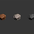 Wood and Stone Samples in Various Colors and Shapes Arranged on Dark Background