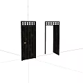 Black Metal Swing Door With Grid Design Open And Closed States