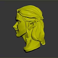 3D Cartoon Style Elf Character Bust Model With Red Hair Green Eyes And Pointed Ears