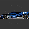 Blue Racing Car With Sleek Aerodynamic Design And Number 38 On Dark Background