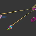 Different Colored Futuristic Spaceships Firing Green Laser Beams In Dark Cosmic Space
