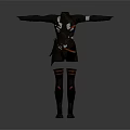 Fashionable Black Clothing Set With Red White Accents Long Sleeves Pants And Boots