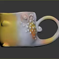 Colorful Ceramic Mug With Yellow Orange White Gradient And Textured Raised Dots Design