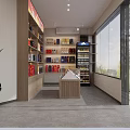 Tobacco and Liquor Store Interior with Shelves Alcoholic Beverages Cigarettes Display Cabinets and Green Plant