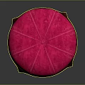 Round Bright Pink Velvet Footstool With Carved Wooden Legs And Classic Design