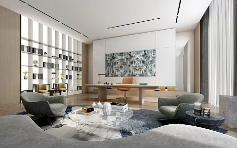 Hyundai President's Office Manager's Office Desk and Chair Combination Chairman's Office 3d model