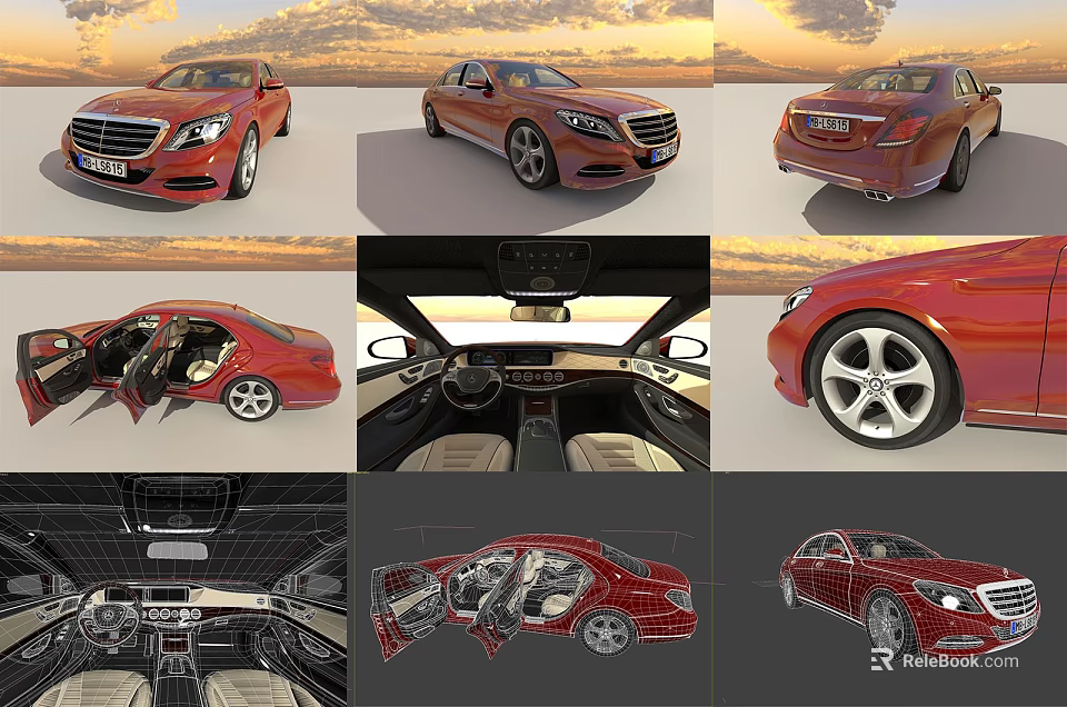 Red Car Multiple Angles Exterior Design Interior Details And 3D Rendering 3d model 