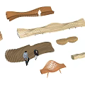 Stylish Outdoor Chairs with Wooden Striped Design and Curved Ergonomic Shapes