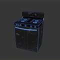 Black Kitchen Stove With Multiple Burners Control Panel And Oven Appliance