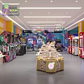 Indoor Amusement Arcade With Colorful Walls Game Machines And Claw Machines