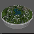 Birds Eye View Urban Planning With Green Spaces Lake And Residential Buildings