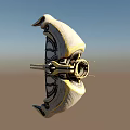 Futuristic Aircraft With Gold And Gray Structure Against Blue Desert Sky