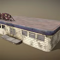 Vintage Diner Building With Weathered White Wooden Walls Dark Roof Red Sign And Windows