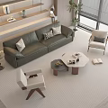 Modern Green Sofa Coffee Table Set Living Room With Cushions Armchairs Wooden Accents And Rug