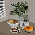 Food Bread Milk 3d model