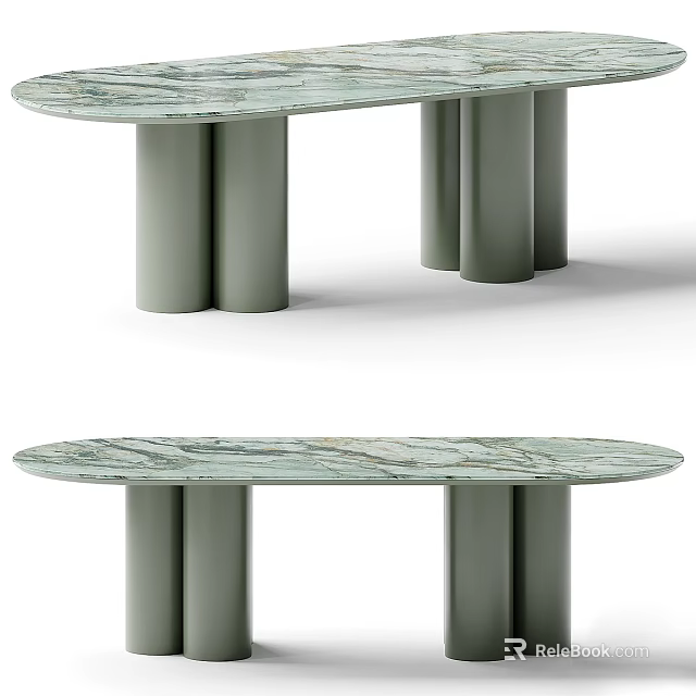 Modern Dressing Table With Marble Top And Green Column Legs Interior Design 3d model