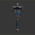 Mechanical Heavy Weapon With Blue Gray Body And Red Mechanical Components