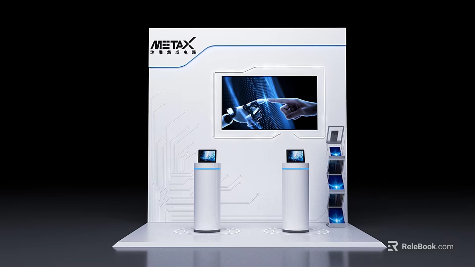 MEETX Tech Display Showcase Shelf With Interactive Screen And Blue Lighting 3d model