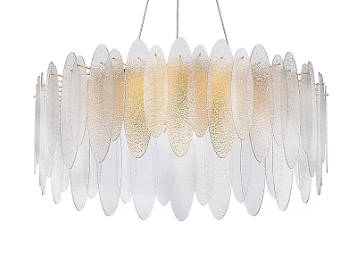 Elegant Modern Chandelier With Transparent Leaf Shaped Design Gradient Effect And Yellow Light 3d model