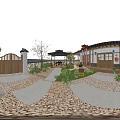 Traditional Korean Courtyard Landscape With Comfortable Outdoor Leisure Area And Lush Green Plants