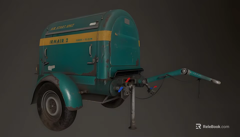 Green And Yellow Stripe Industrial Equipment IRMAIR 2 Featuring Trailer Wheels And Mounted Structure 3d model 