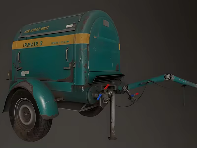 Green And Yellow Stripe Industrial Equipment IRMAIR 2 Featuring Trailer Wheels And Mounted Structure 3d model