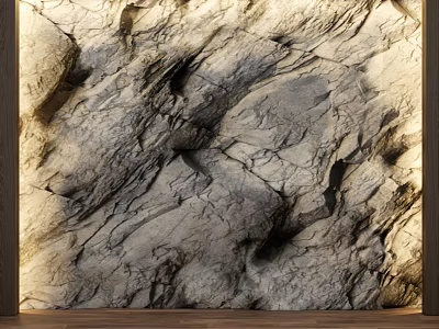 Natural Rock Texture Wall for Interior Design with Rough Surface and Warm Lighting 3d model